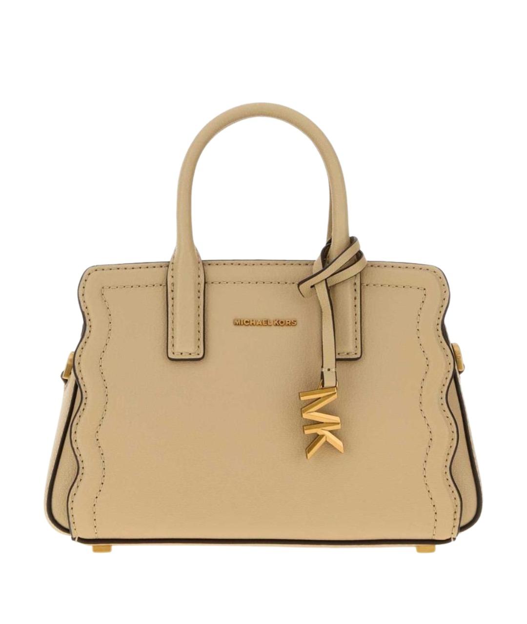 MICHAEL KORS Бежевая кожаная сумка с короткими ручками, фото 3