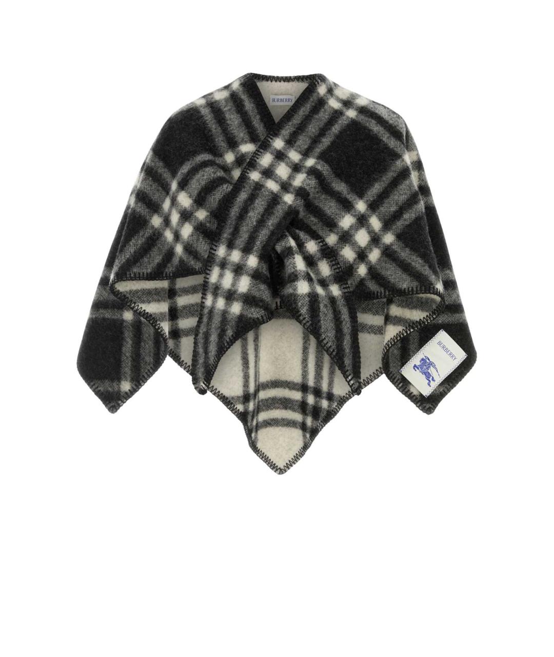 BURBERRY Черный шерстяной шарф, фото 1