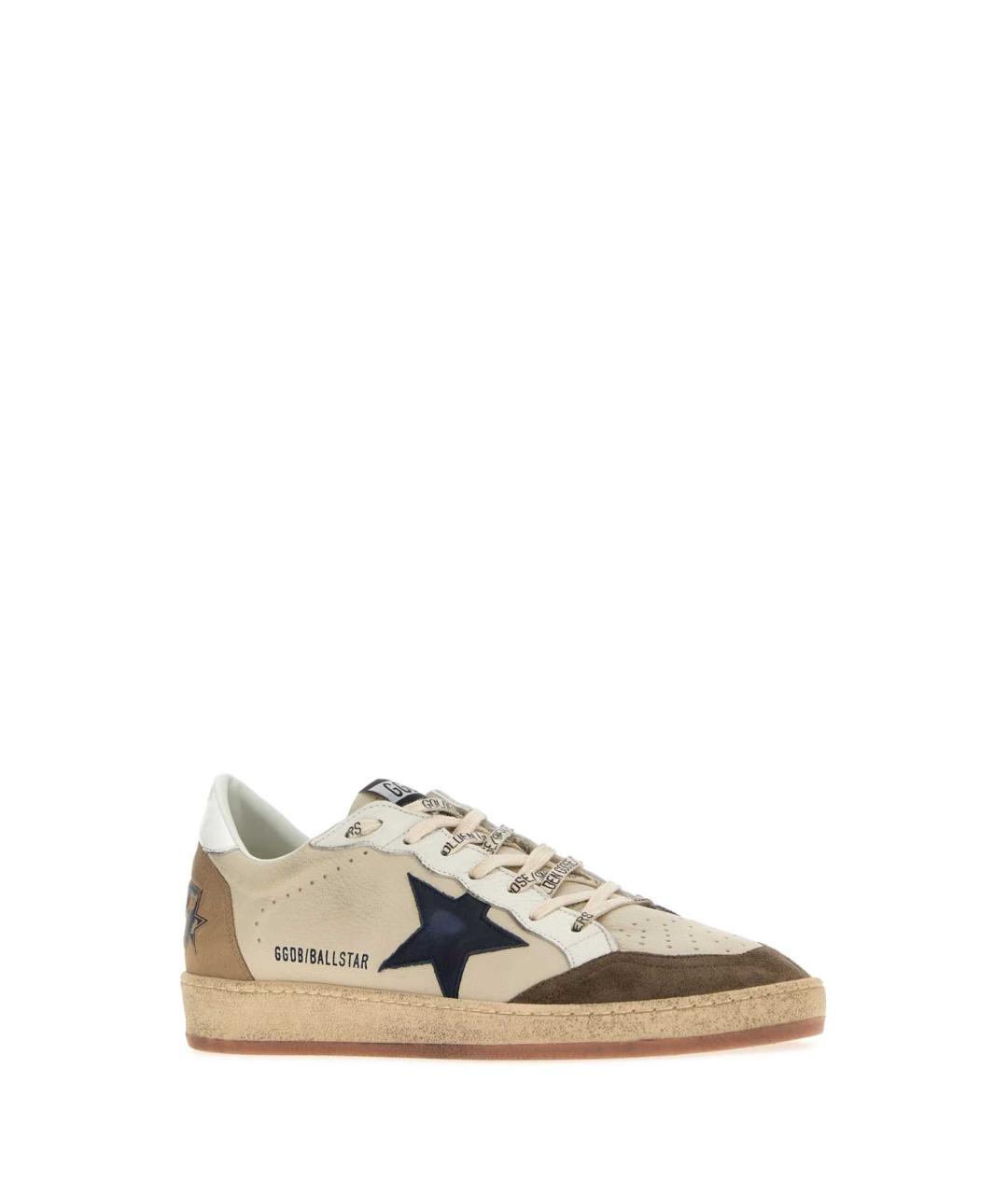 GOLDEN GOOSE DELUXE BRAND Бежевые кожаные низкие кроссовки / кеды, фото 2