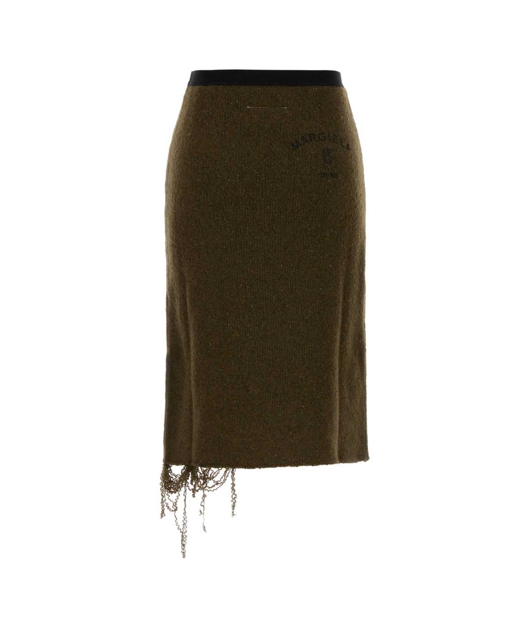 MM6 MAISON MARGIELA Коричневая шерстяная юбка миди, фото 2