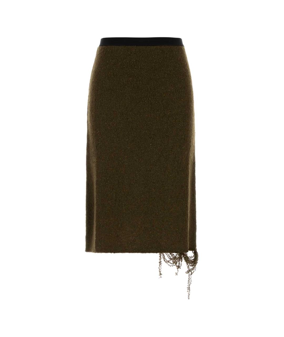 MM6 MAISON MARGIELA Коричневая шерстяная юбка миди, фото 1