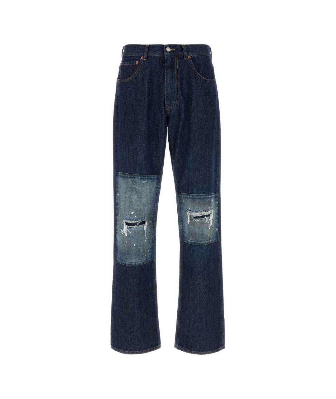 MM6 MAISON MARGIELA Синие хлопковые прямые джинсы, фото 1