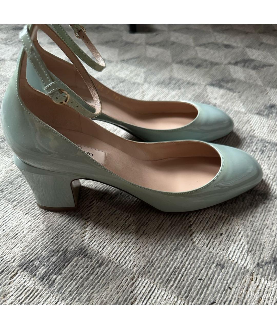 VALENTINO Бирюзовые кожаные босоножки, фото 3