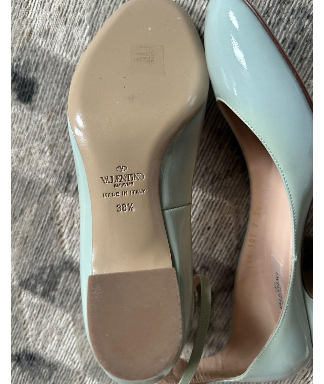 VALENTINO Бирюзовые кожаные босоножки, фото 4