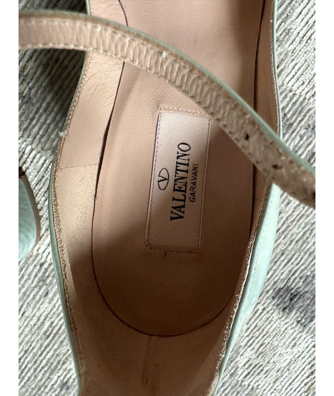 VALENTINO Бирюзовые кожаные босоножки, фото 8