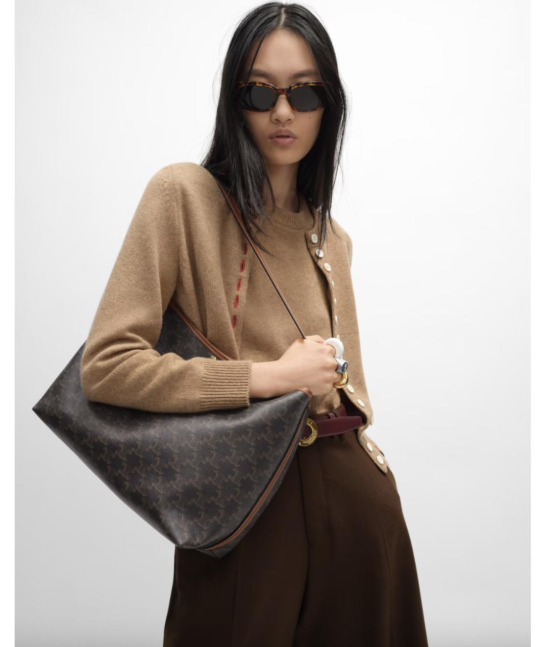CELINE Коричневая сумка тоут из канвы, фото 2