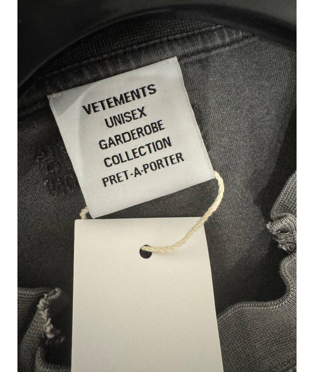 VETEMENTS Серая хлопковая футболка, фото 6
