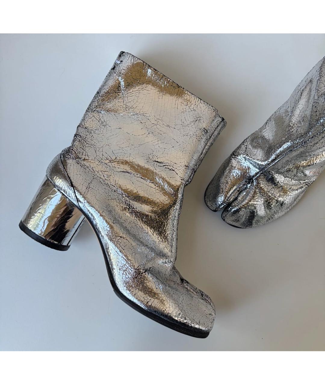 MAISON MARGIELA Серебряные кожаные ботильоны, фото 2