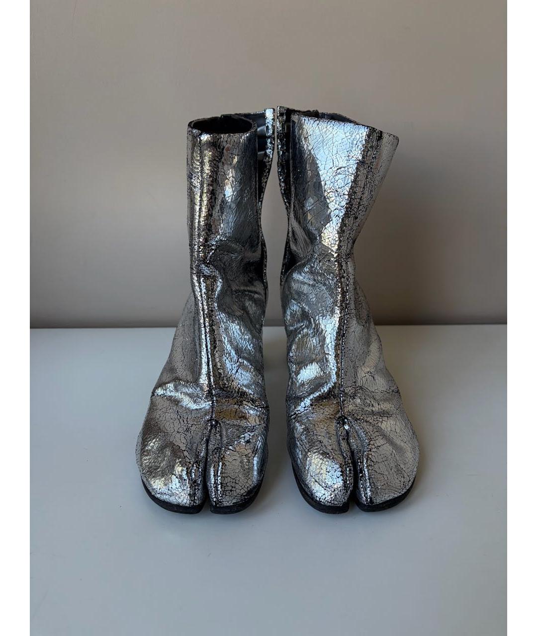 MAISON MARGIELA Серебряные кожаные ботильоны, фото 3