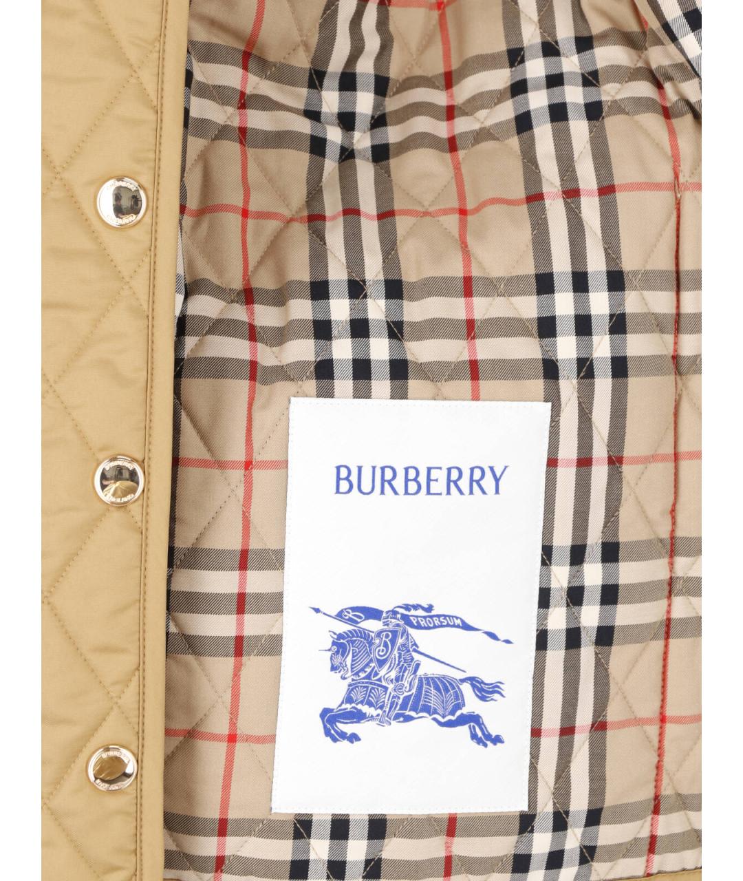 BURBERRY Бежевая полиэстеровая куртка, фото 5