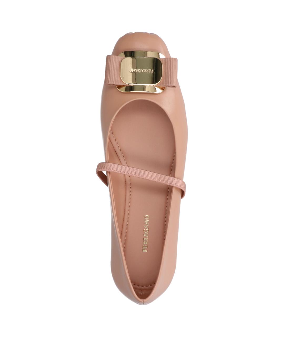 FERRAGAMO Бежевые кожаные балетки, фото 5