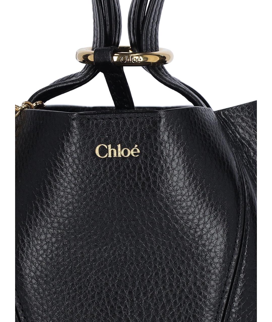 CHLOE Черная кожаная сумка тоут, фото 5