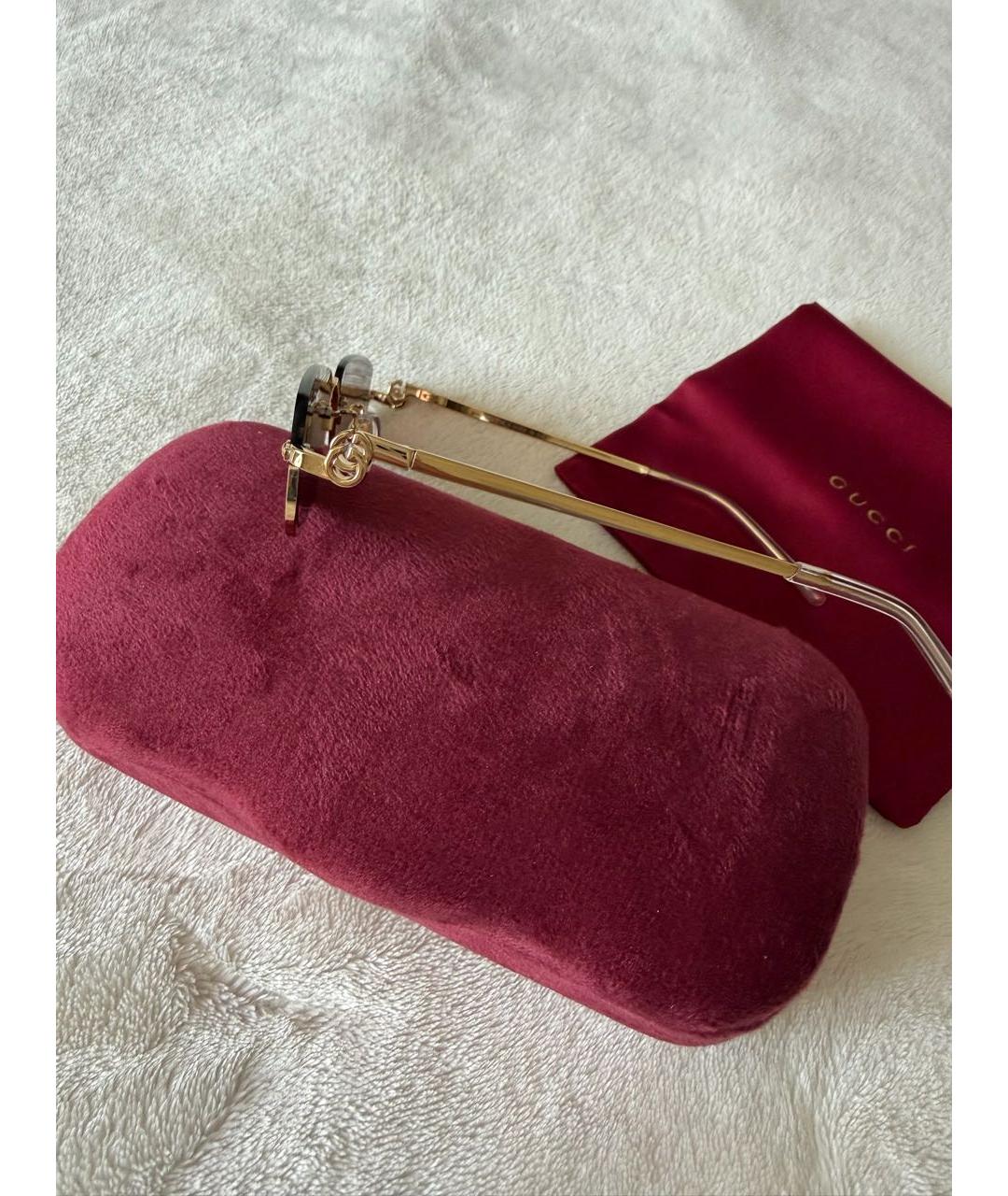 GUCCI Золотые металлические солнцезащитные очки, фото 5