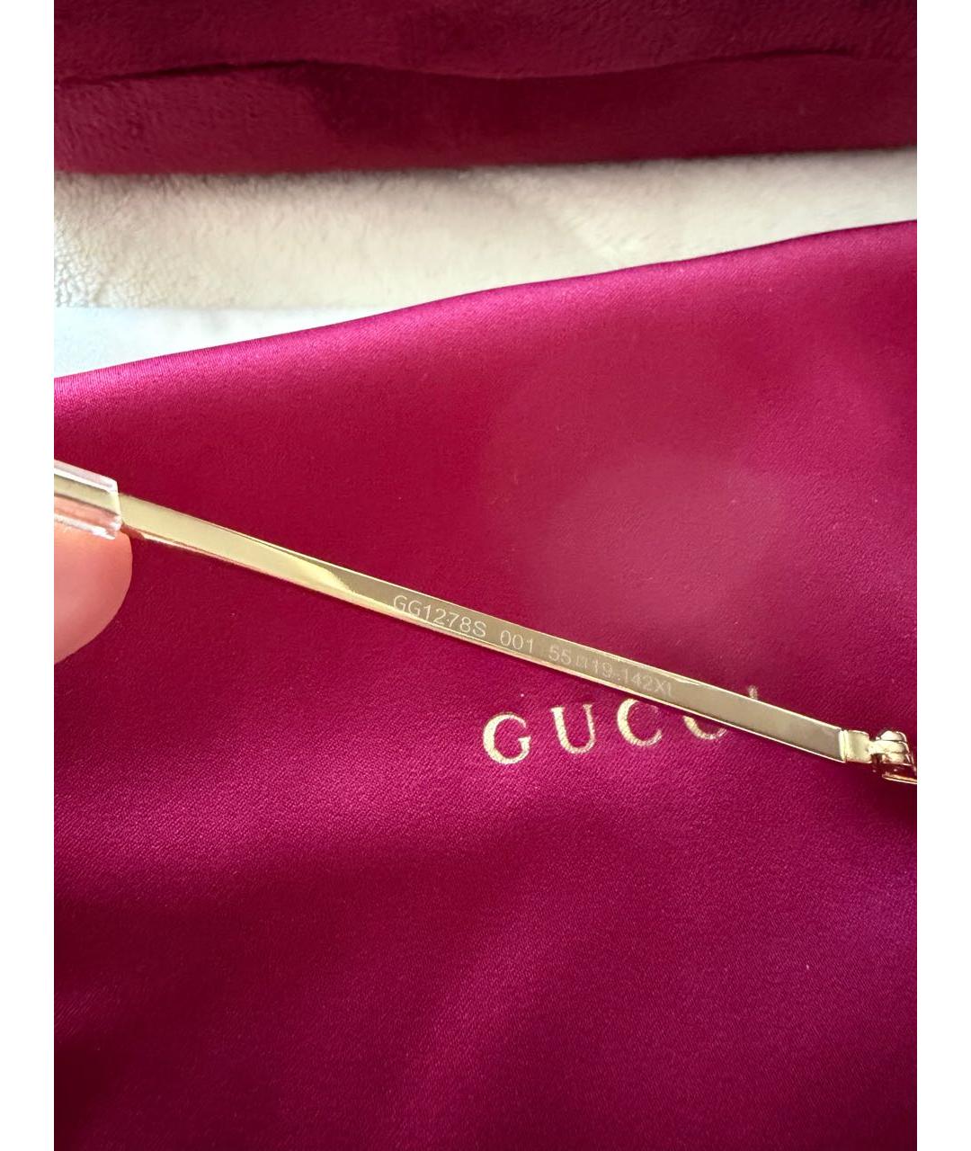 GUCCI Золотые металлические солнцезащитные очки, фото 6