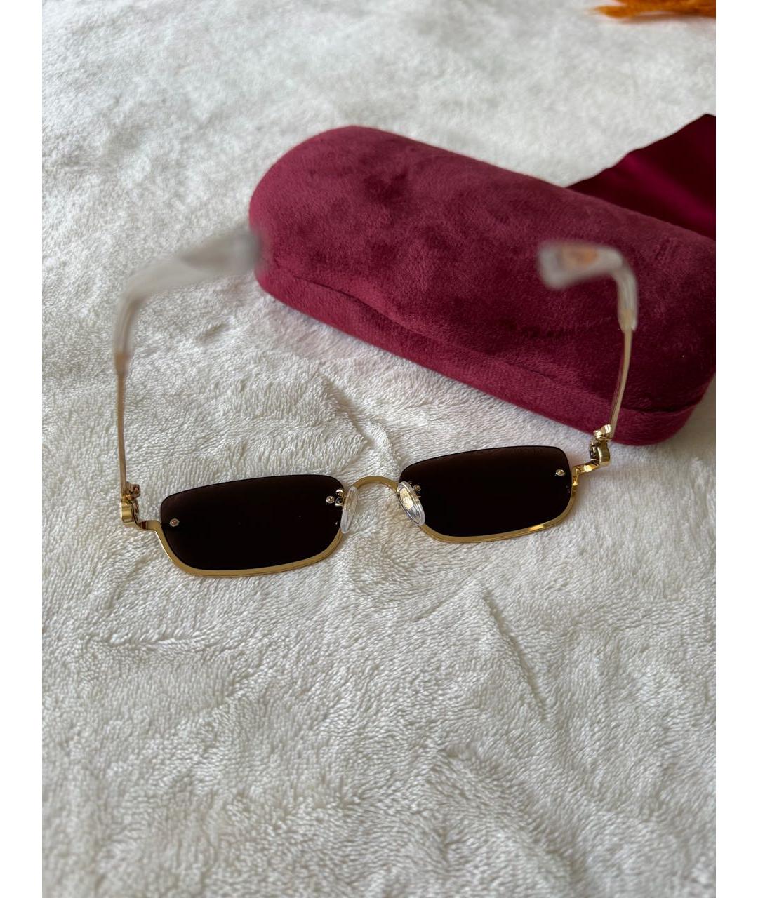 GUCCI Золотые металлические солнцезащитные очки, фото 3
