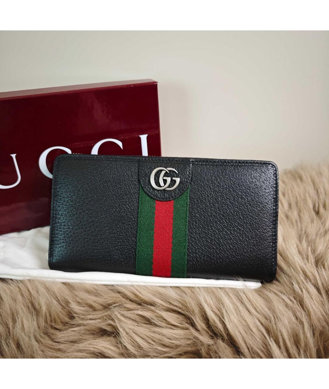 GUCCI Черный кожаный кошелек, фото 3