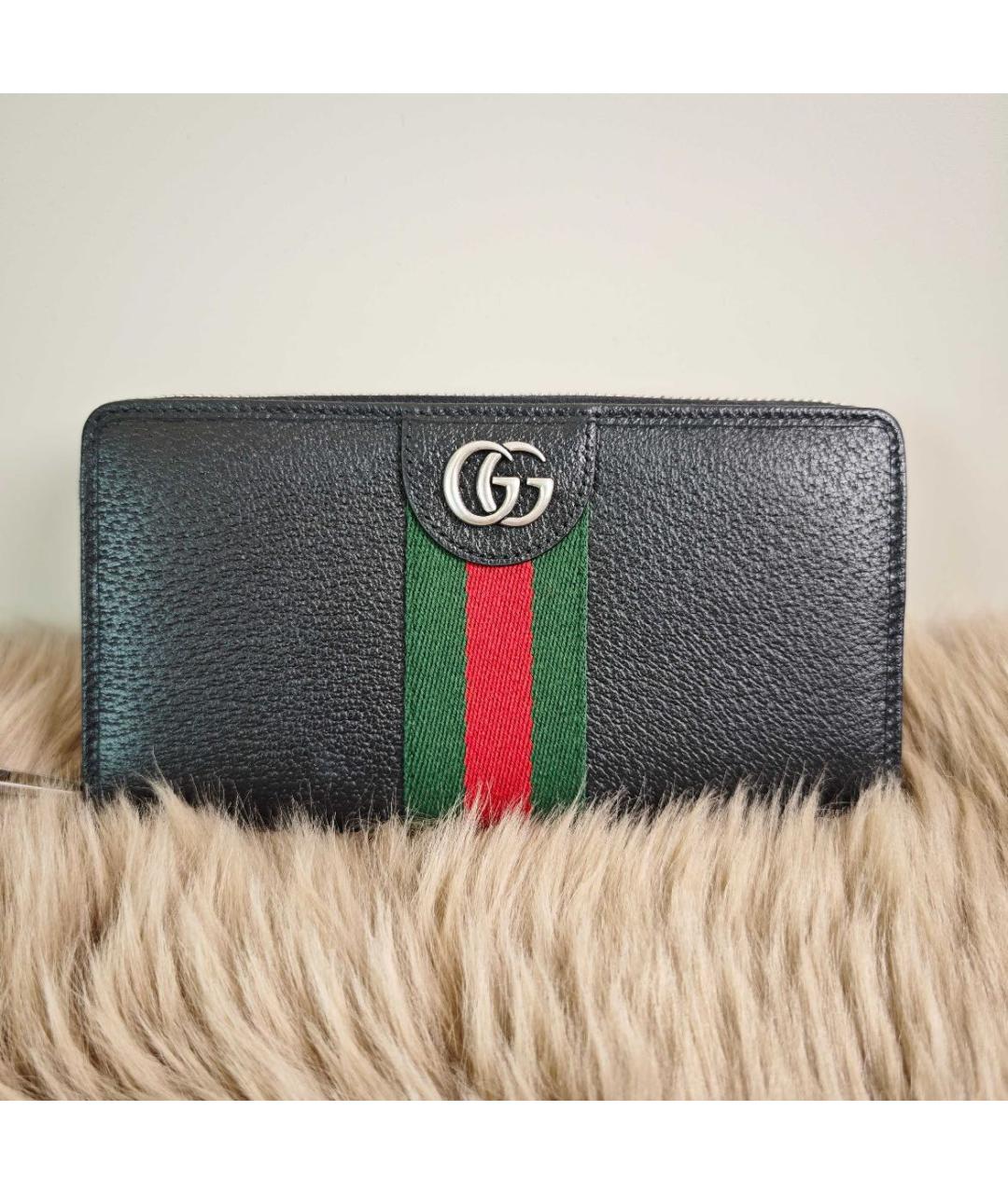GUCCI Черный кожаный кошелек, фото 4