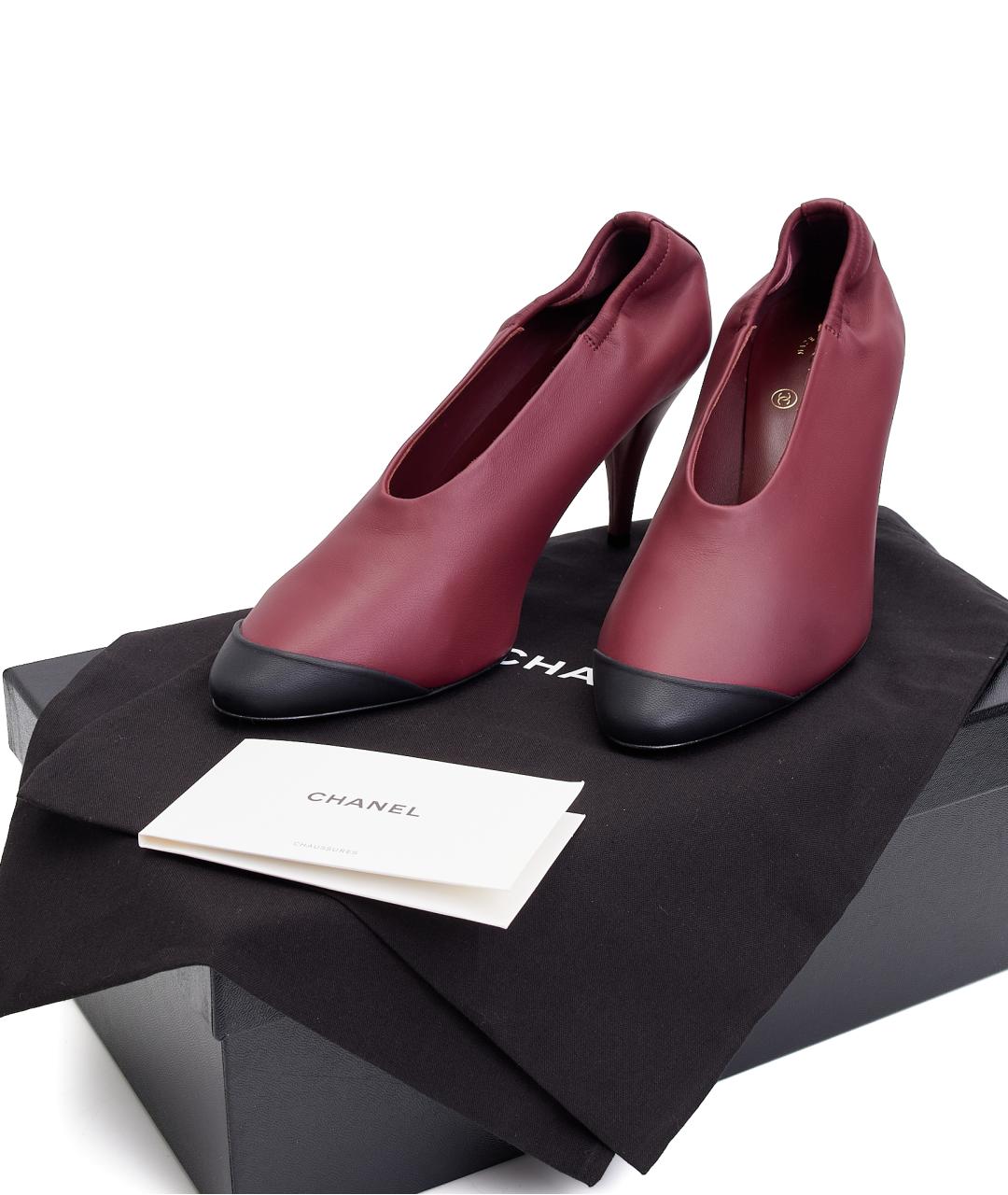 CHANEL Бордовые кожаные туфли, фото 6