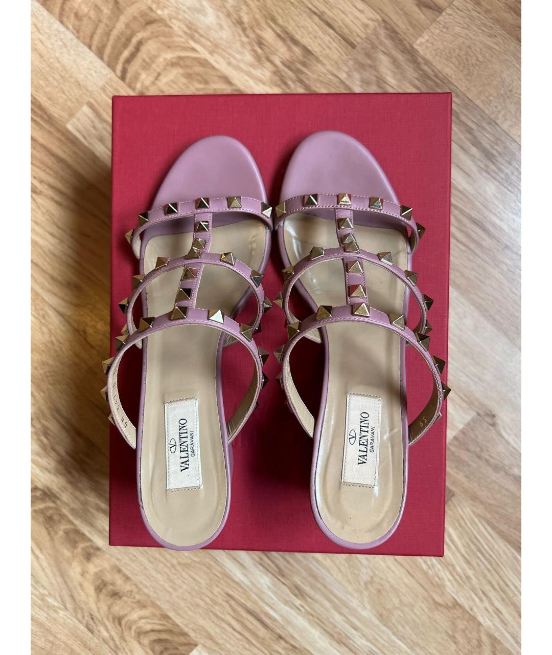 VALENTINO Розовые кожаные босоножки, фото 2