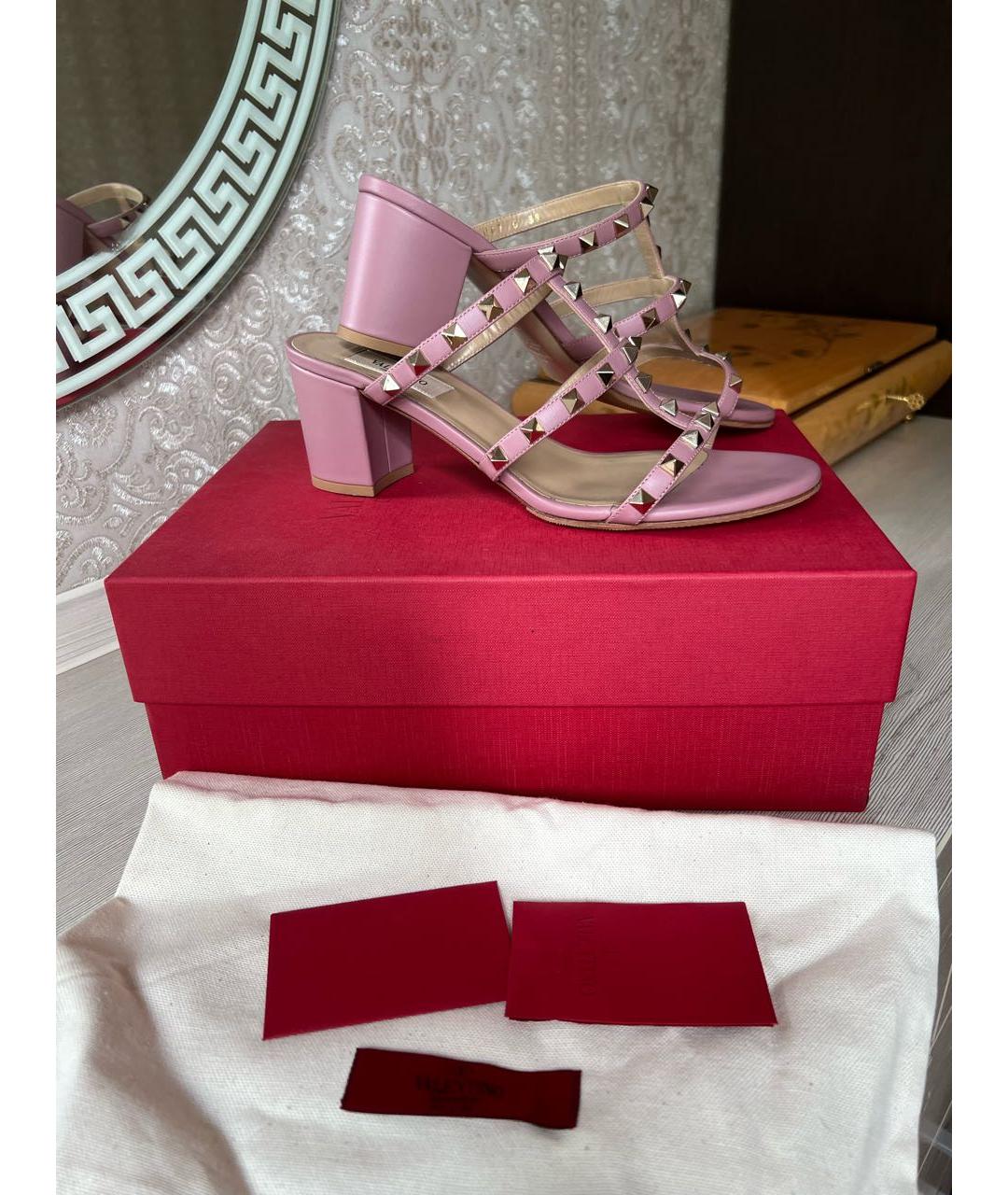 VALENTINO Розовые кожаные босоножки, фото 5