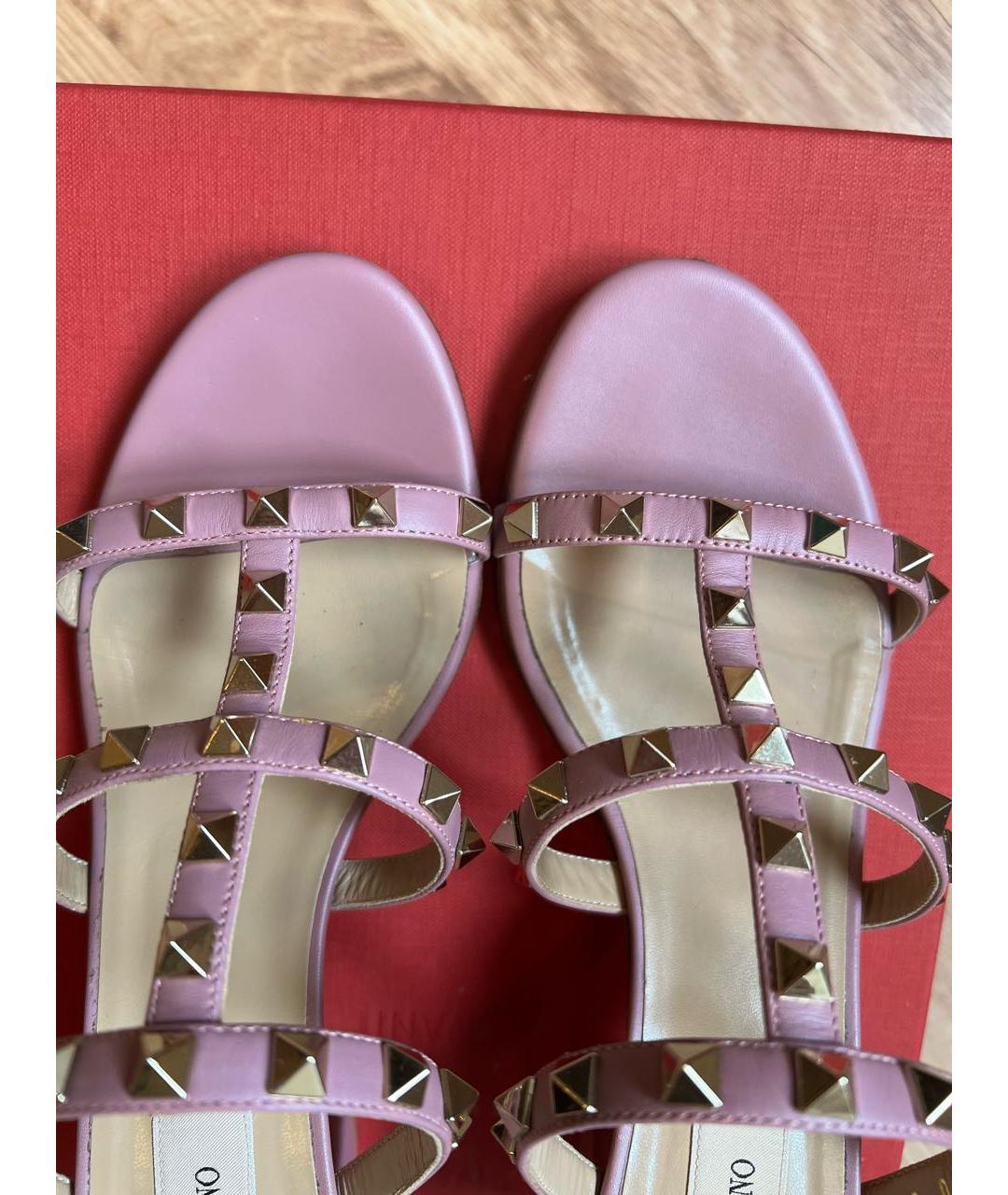 VALENTINO Розовые кожаные босоножки, фото 3