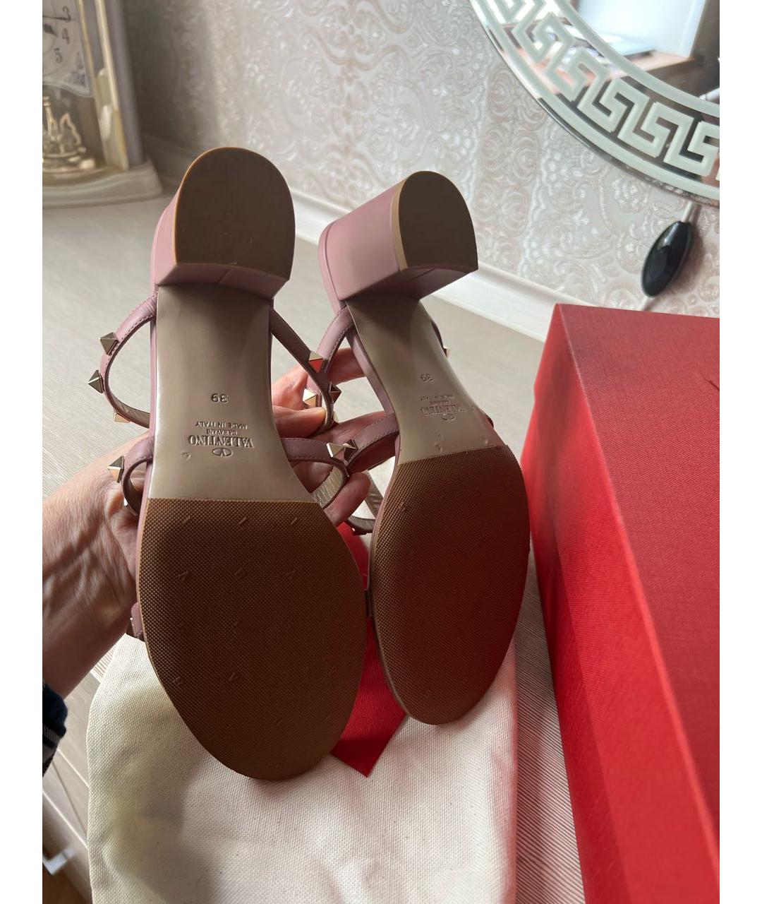 VALENTINO Розовые кожаные босоножки, фото 7