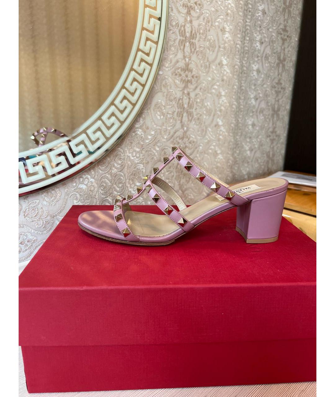 VALENTINO Розовые кожаные босоножки, фото 8