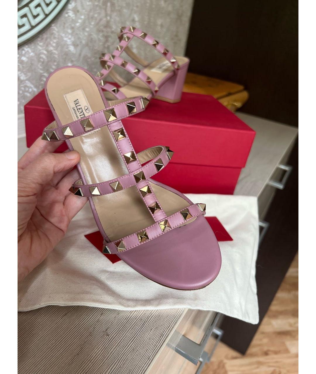 VALENTINO Розовые кожаные босоножки, фото 6