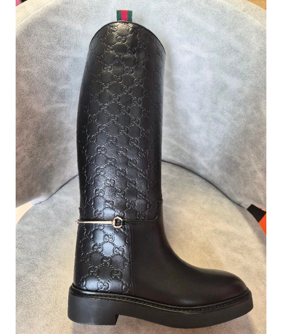 GUCCI Черные кожаные сапоги, фото 7