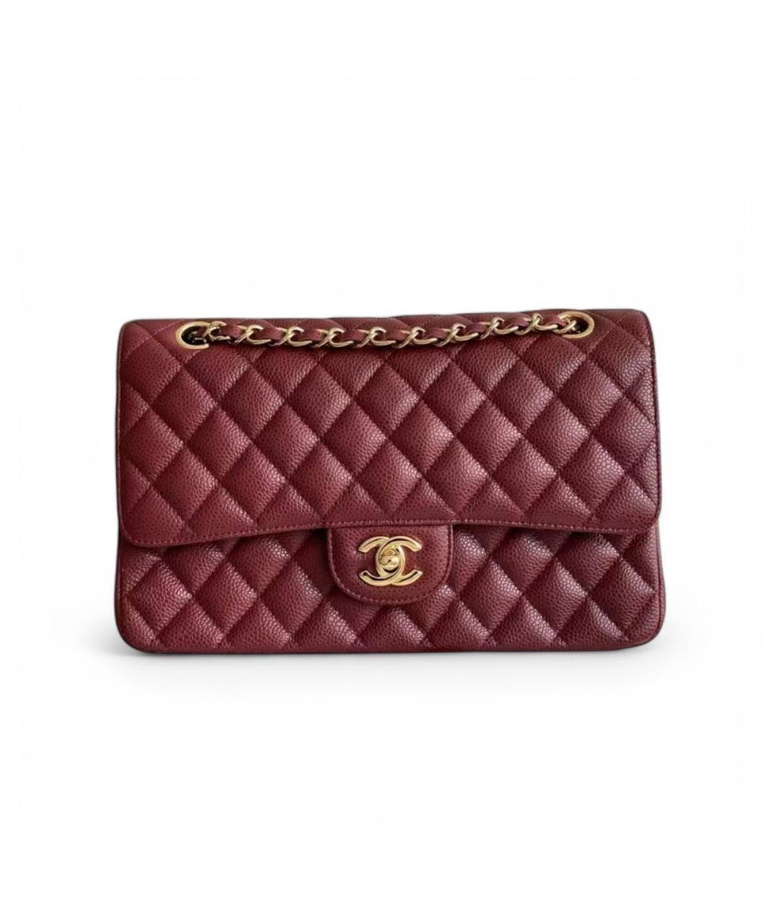 CHANEL Бордовая кожаная сумка через плечо, фото 7