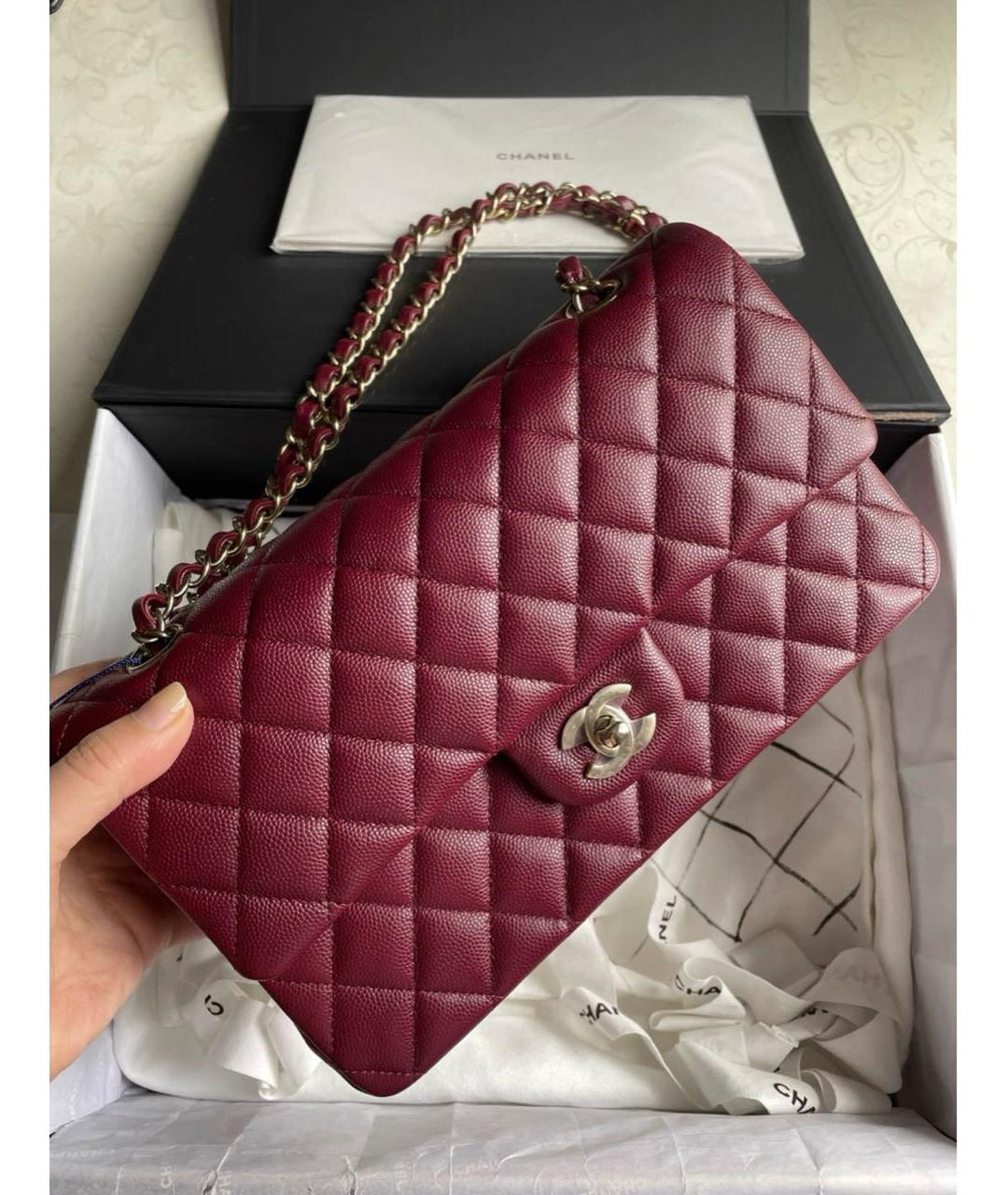CHANEL Бордовая кожаная сумка через плечо, фото 2