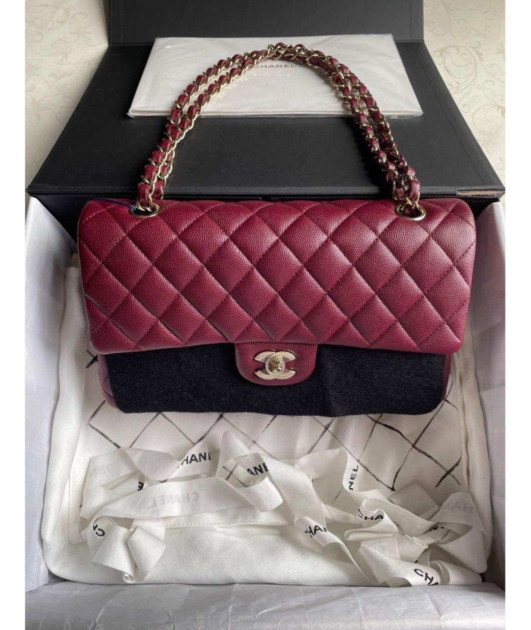 CHANEL Бордовая кожаная сумка через плечо, фото 5