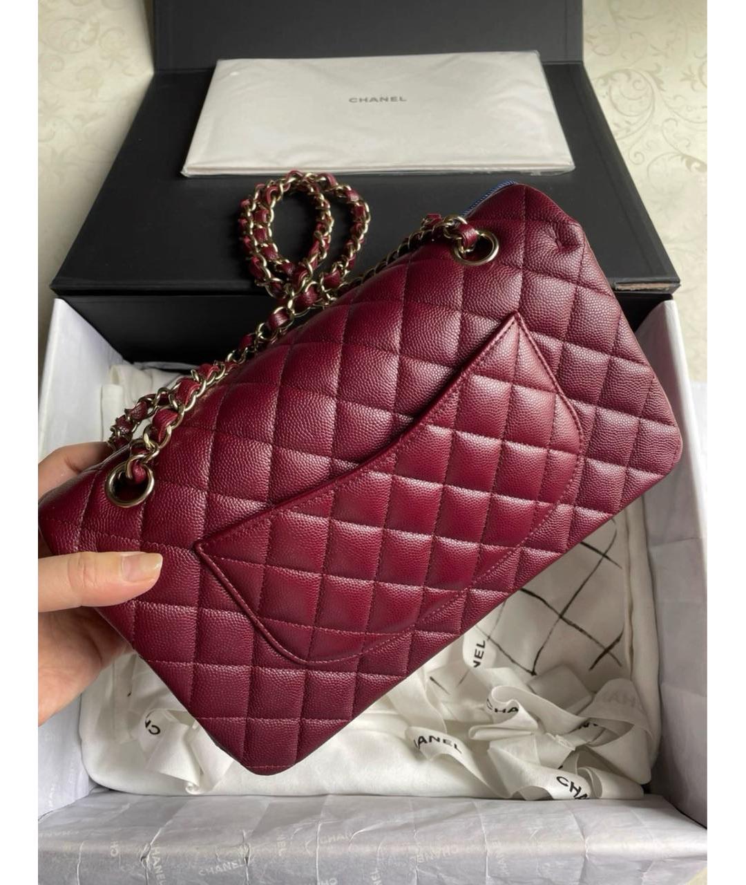 CHANEL Бордовая кожаная сумка через плечо, фото 3