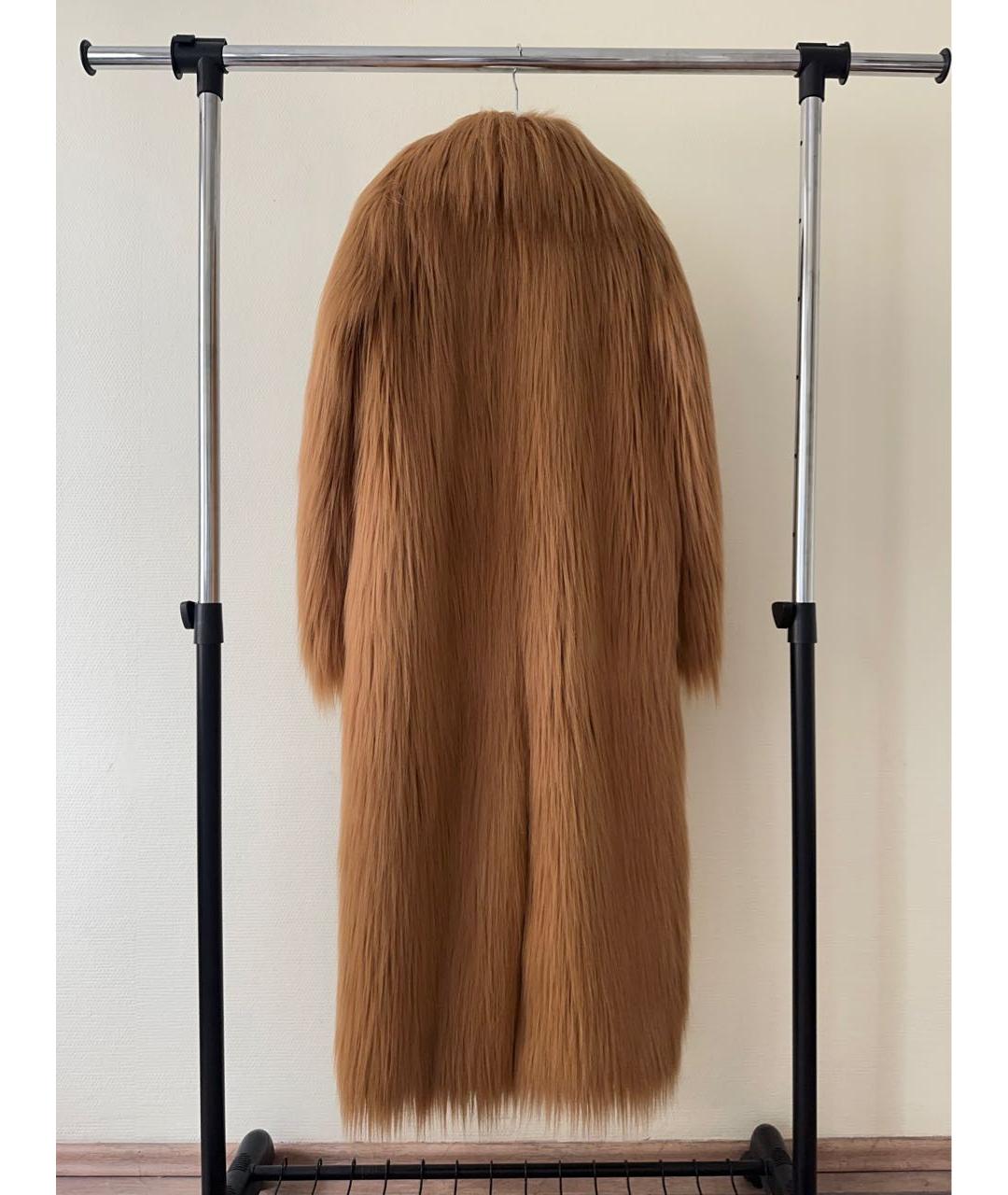 MM6 MAISON MARGIELA Коричневая полиэстеровая шуба, фото 2