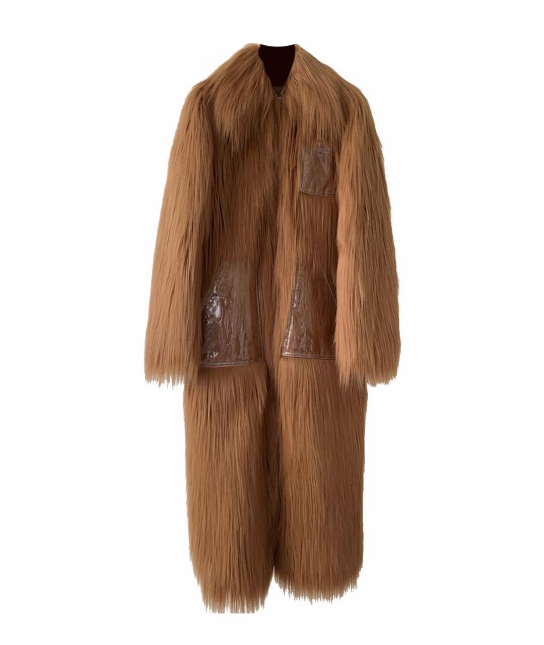MM6 MAISON MARGIELA Коричневая полиэстеровая шуба, фото 1