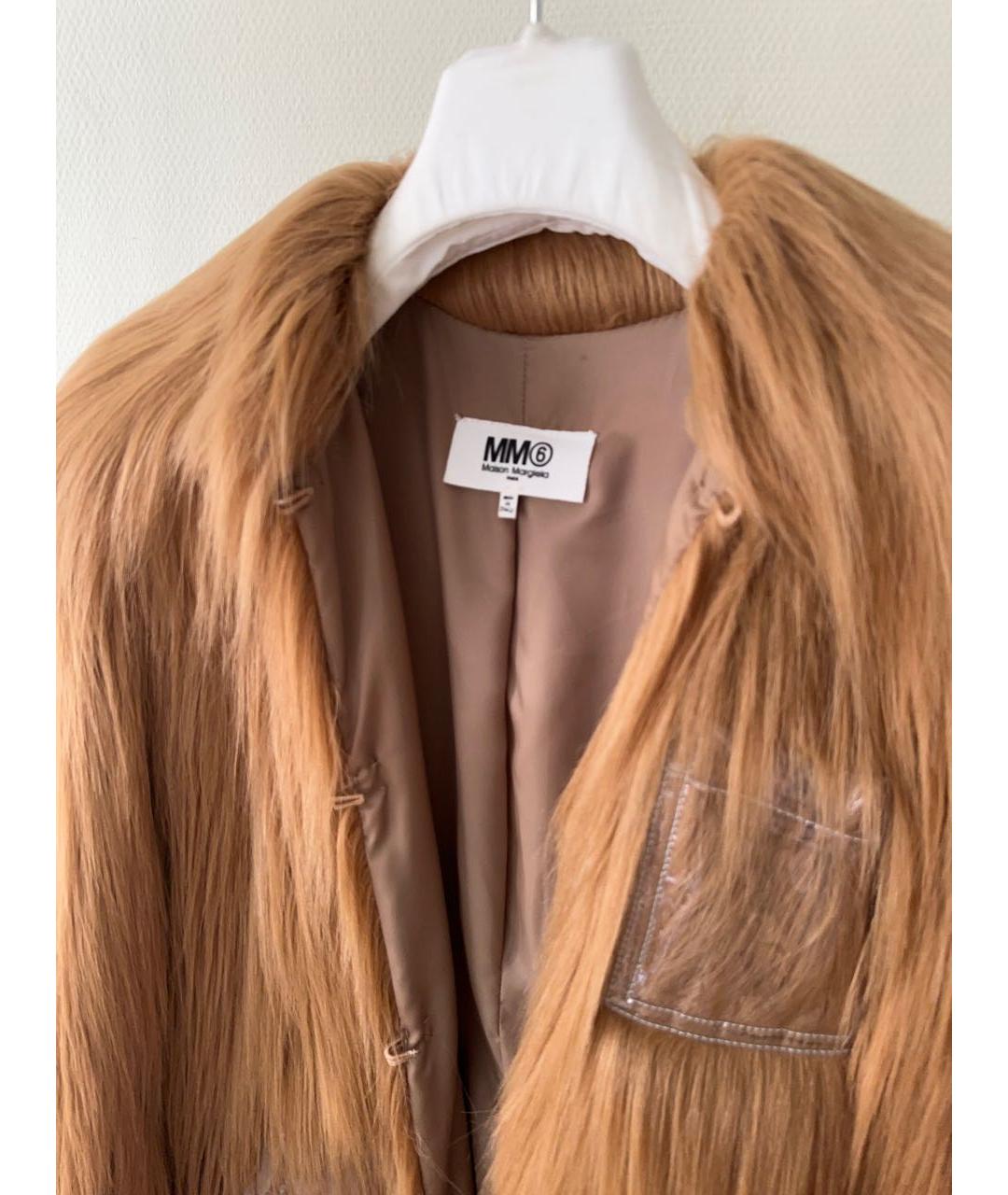 MM6 MAISON MARGIELA Коричневая полиэстеровая шуба, фото 4