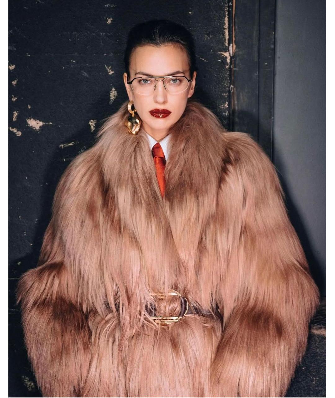MM6 MAISON MARGIELA Коричневая полиэстеровая шуба, фото 8