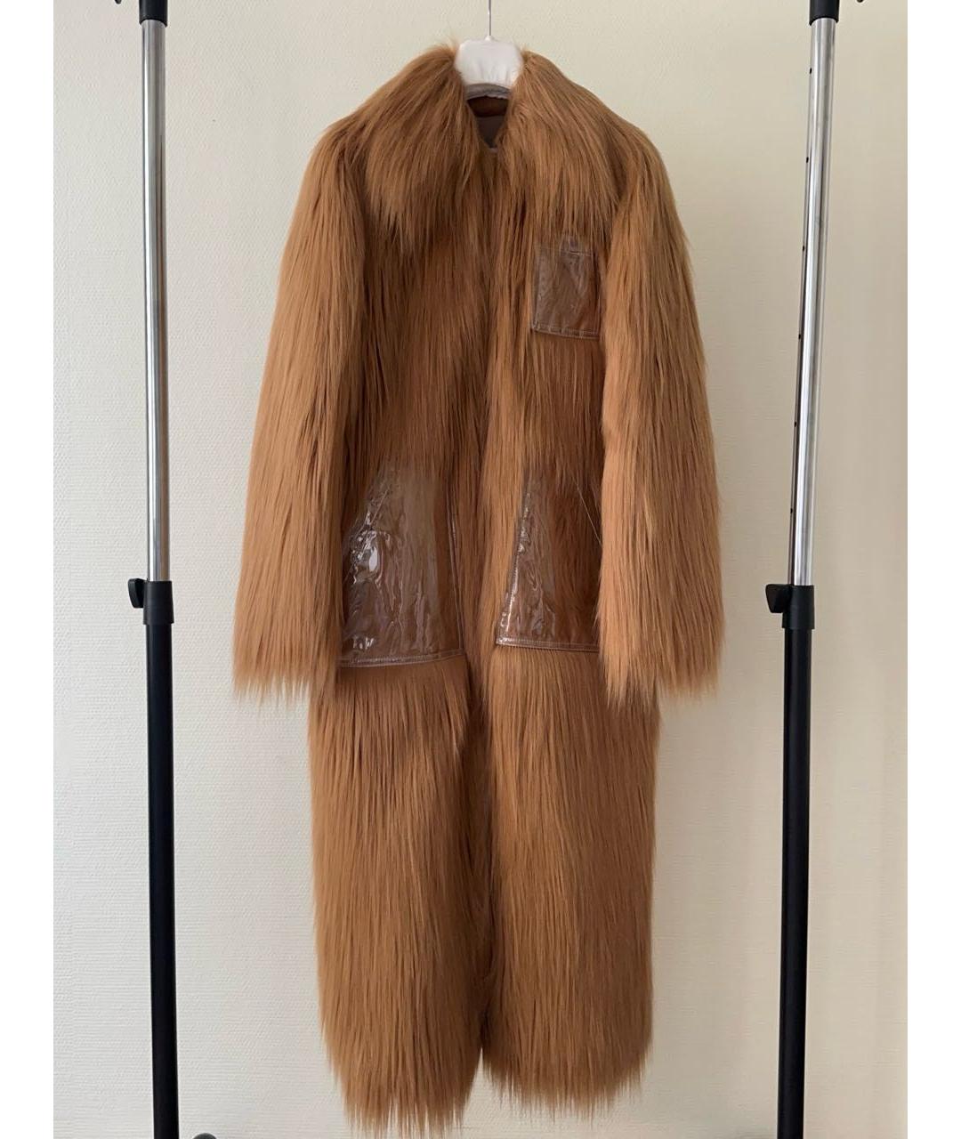 MM6 MAISON MARGIELA Коричневая полиэстеровая шуба, фото 9