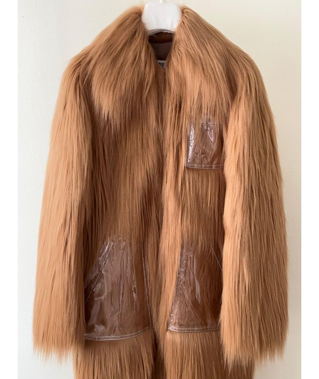 MM6 MAISON MARGIELA Коричневая полиэстеровая шуба, фото 5