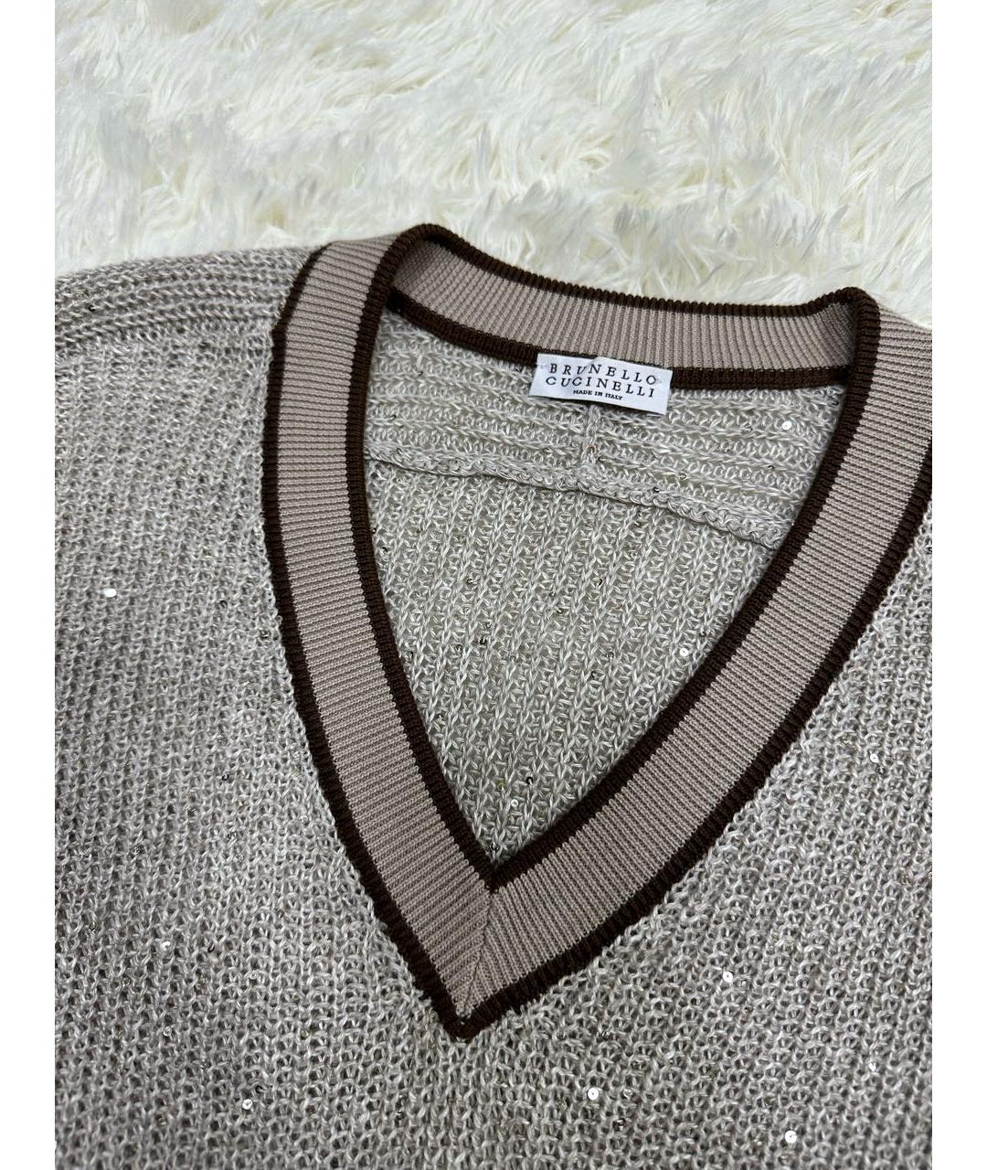 BRUNELLO CUCINELLI Бежевая льняная жилетка, фото 6
