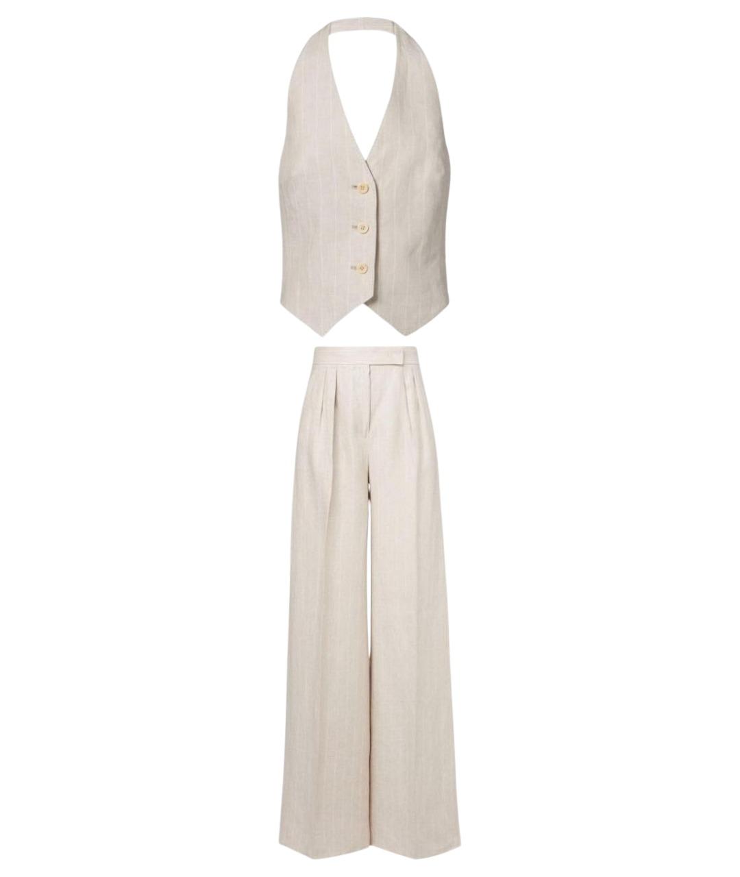 MAX MARA Бежевый льняной костюм с брюками, фото 1