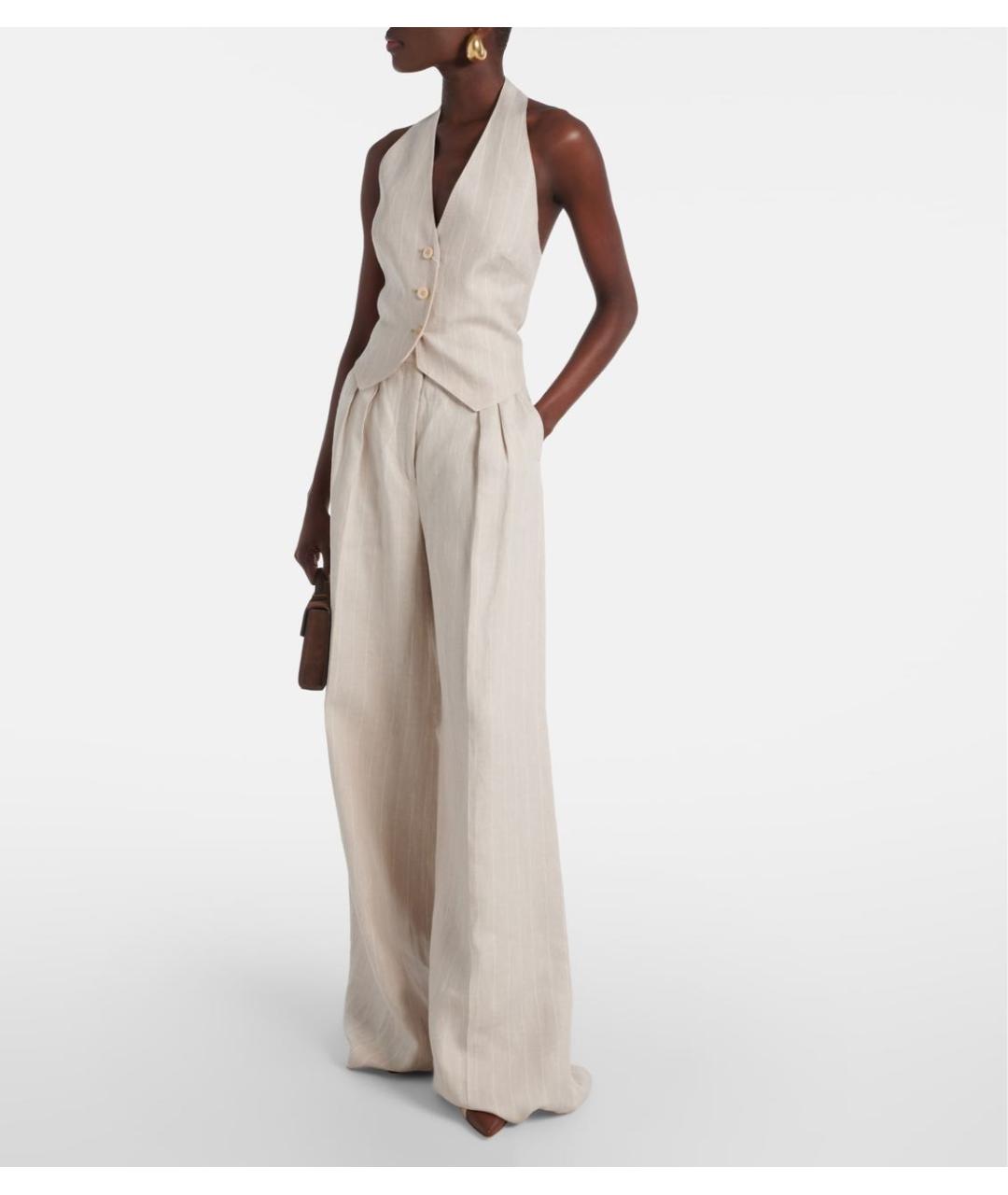 MAX MARA Бежевый льняной костюм с брюками, фото 2