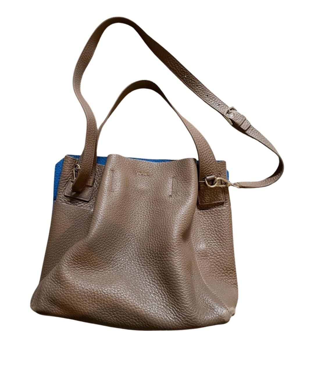 FURLA Коричневая кожаная сумка тоут, фото 1