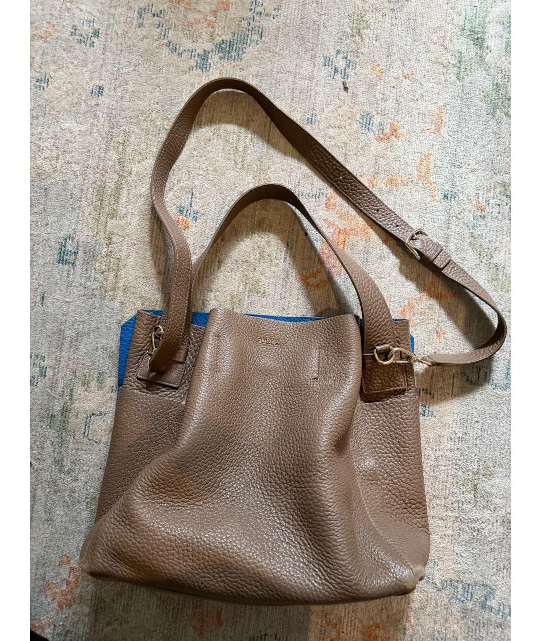 FURLA Коричневая кожаная сумка тоут, фото 9