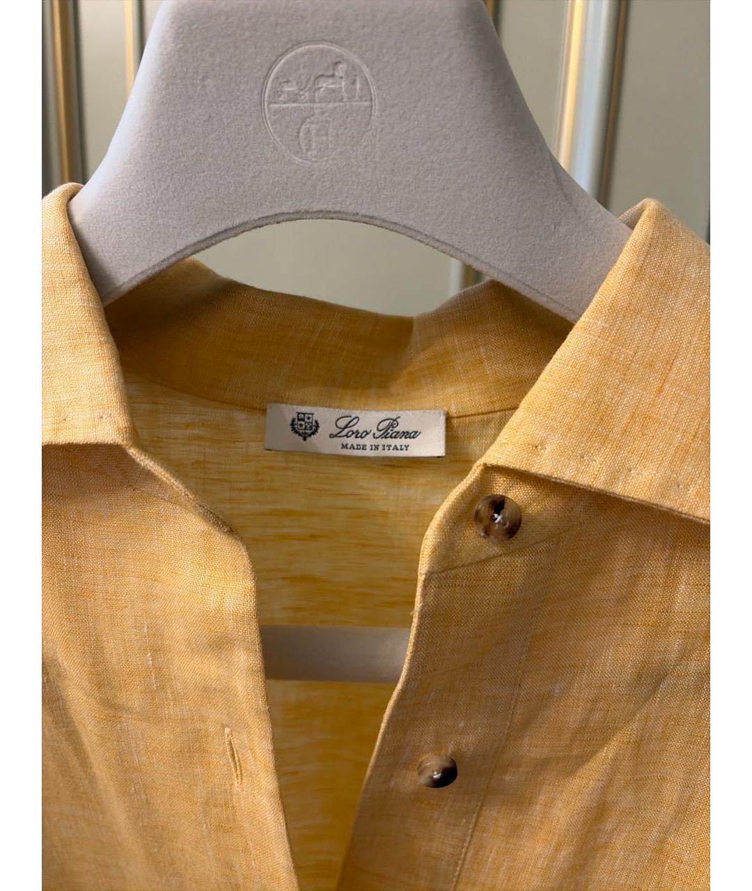 LORO PIANA Оранжевое льняное повседневное платье, фото 3