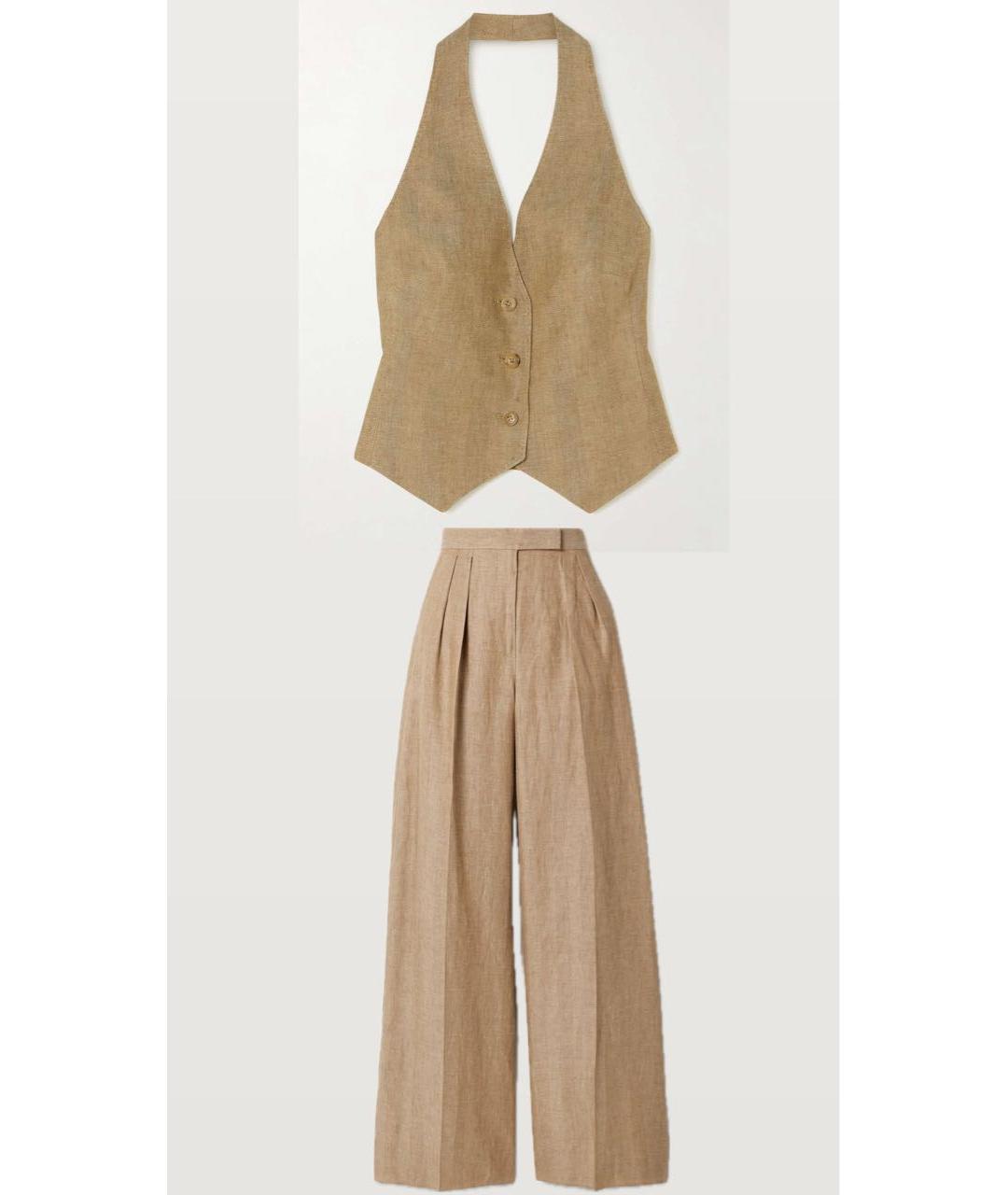MAX MARA Бежевый льняной костюм с брюками, фото 6