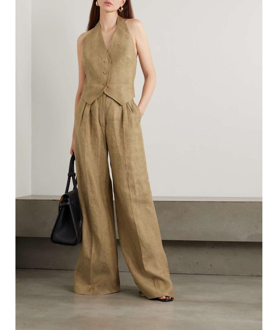 MAX MARA Бежевый льняной костюм с брюками, фото 2