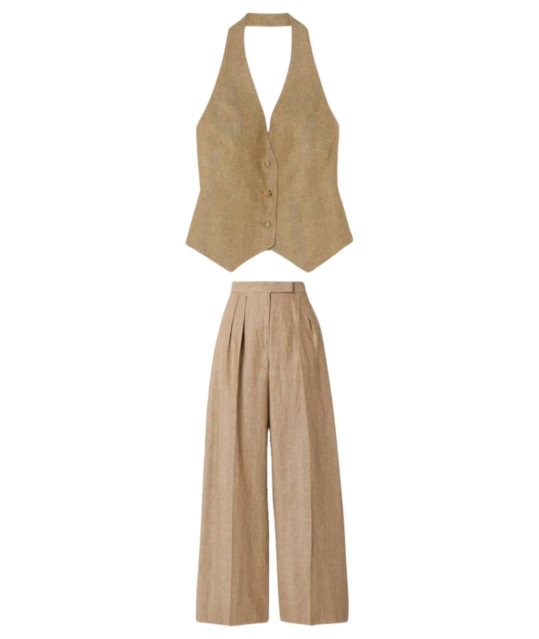 MAX MARA Бежевый льняной костюм с брюками, фото 1