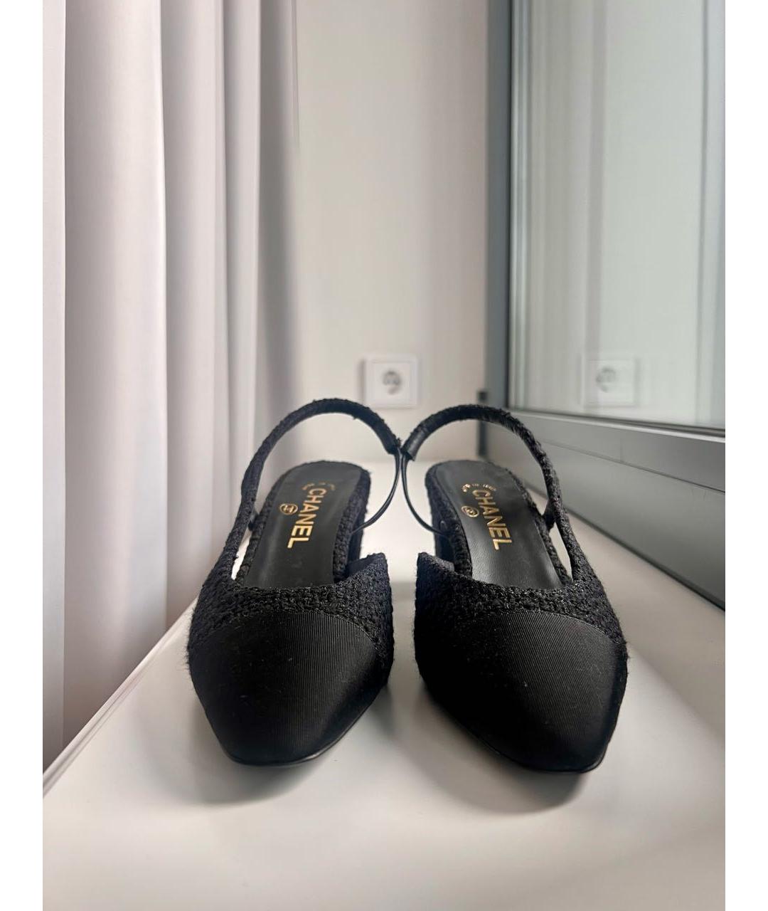 CHANEL Черные текстильные туфли, фото 2
