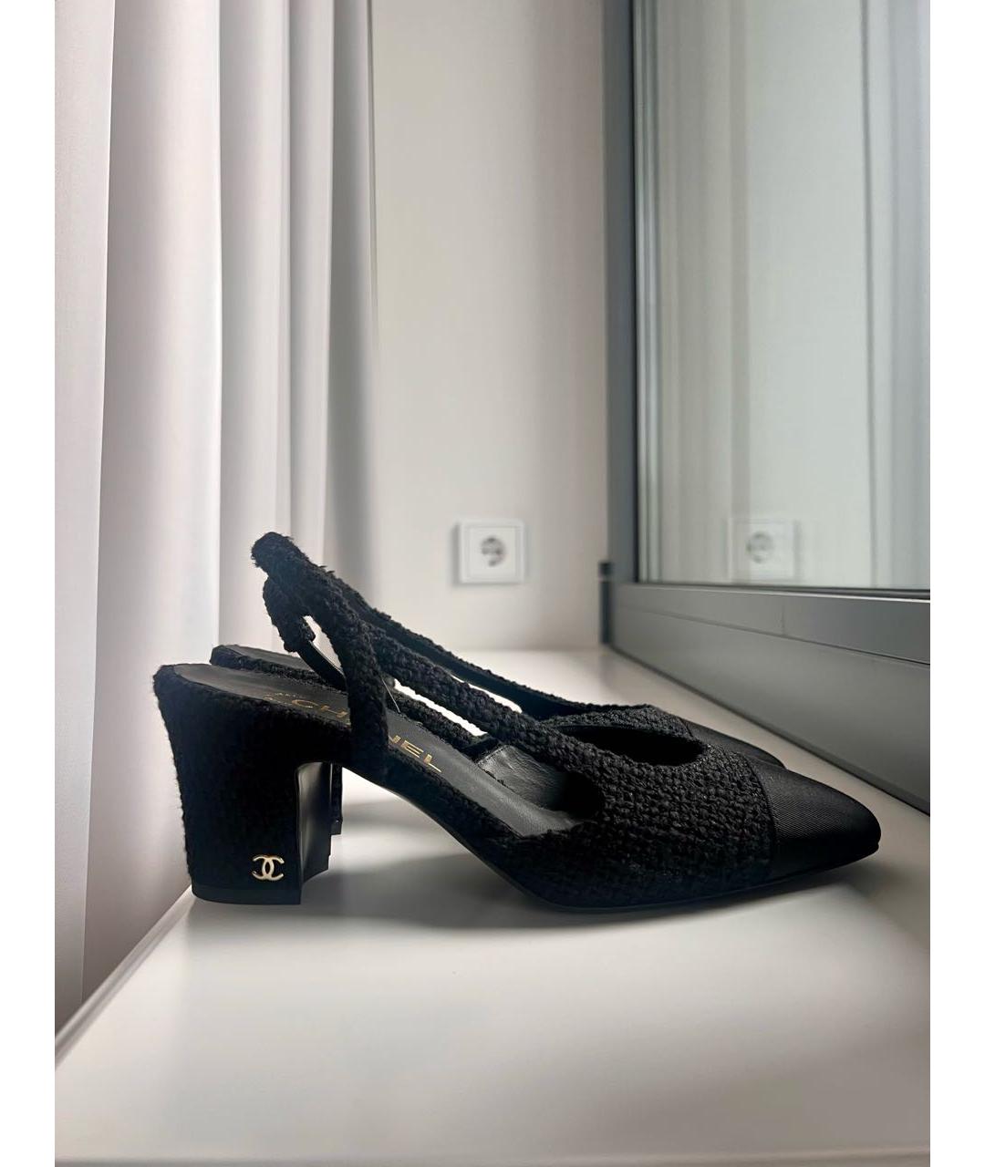CHANEL Черные текстильные туфли, фото 7